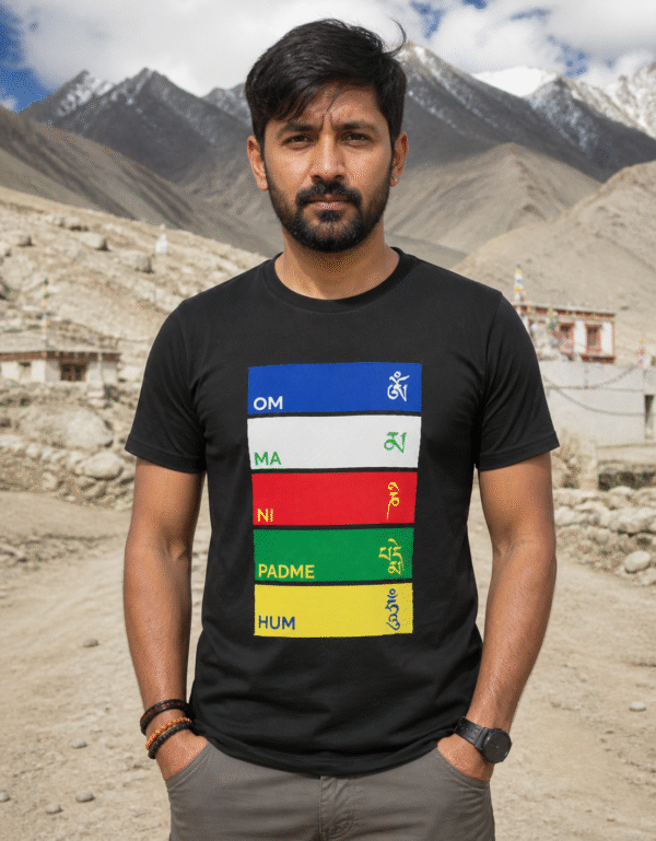 Prayer Flag Juley T-Shirt | Ladakh Spiti Valley Graphic Tee for Bikers India | Travlove