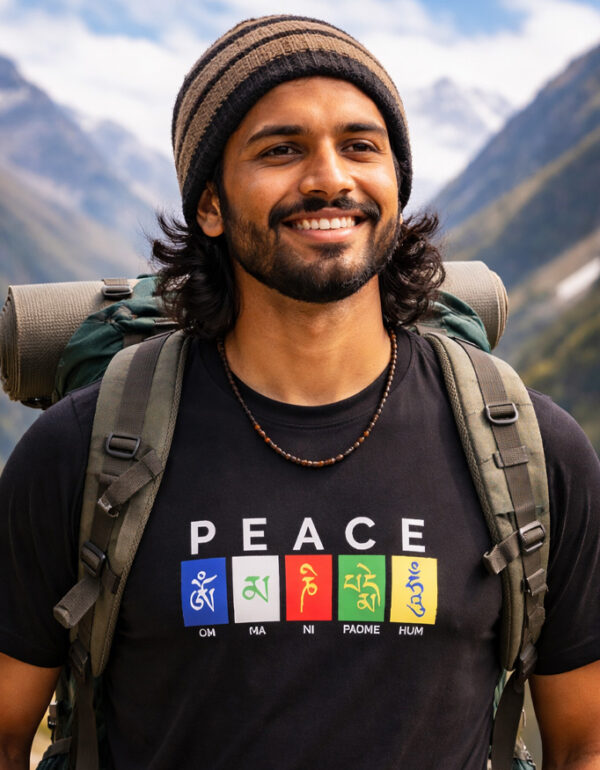 Prayer Flag Peace T-Shirt | Spiti Ladakh Spiritual Travel Tee for Men India | Travlove