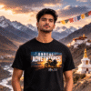 Man wearing black motorcycle adventure T-shirt Vstrom 250
