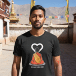 Spiti monk meditation graphic t-shirt back design