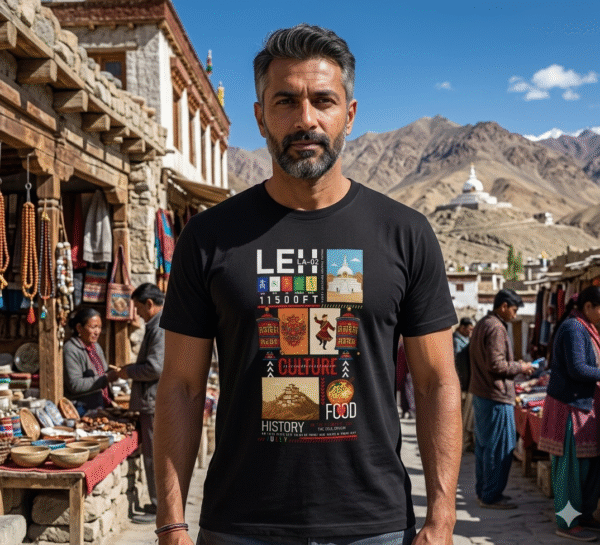 Leh Love T-Shirt | Ladakh Motorcycle Adventure Tee for Men India | Travlove