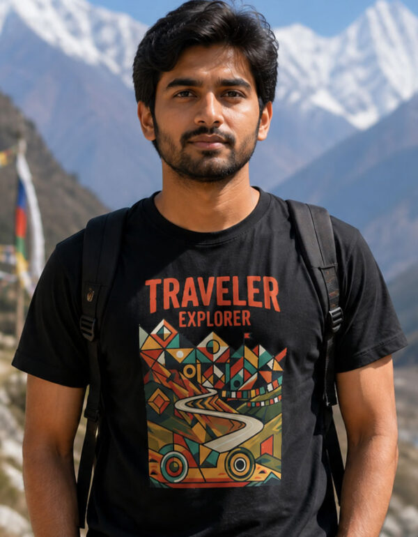 Traveler Explorer T-Shirt | Himalayan Adventure Travel Tee for Bikers India | Travlove