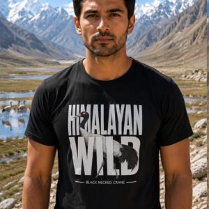 Black Necked Crane t-shirt black Himalayan Wild series Design No2 Travlove India