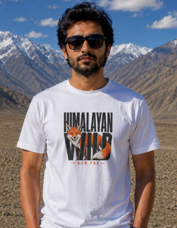Himalayan Red Fox t-shirt white Himalayan Wild series Travlove India